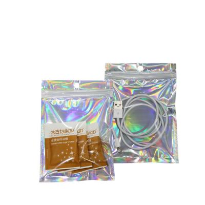 China Wholesale Resealable Translucent 3 Side Barrier Zipper Seal Cosmetic Glitter Plastic Jewelry Packaging Holographic Storage Bags for sale