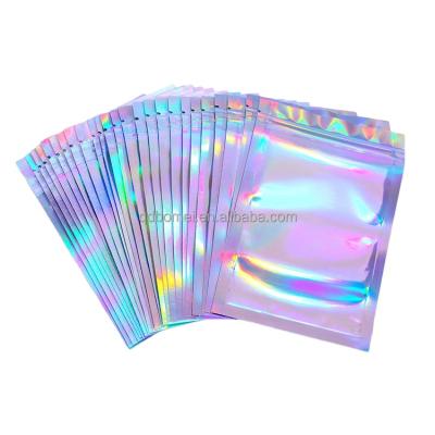 China Barrier make up resealable holographic mylar color hologram bags rainbow ziplock bags smell proof for sale