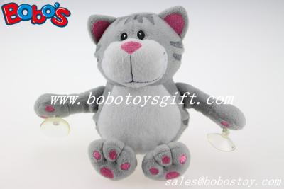 China Customized Stuffed Grey Cat Animal With Plastic Suction Cups for sale