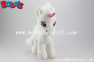 China Soft Lovely White Baby Stuffed Unicorn Animal Toy With Long Plush Fur for sale