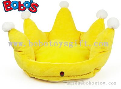 China Yellow Color Plush King Crown Style Pet Bed Puppy Dog Sofa for sale