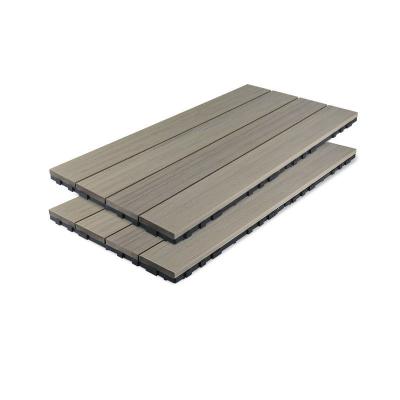 China Het tuinnet WPC Decking scheept Zelfspleet 71x11mm Stikkende Vloer van de Vloer in de Grijze WPC Gesp Te koop