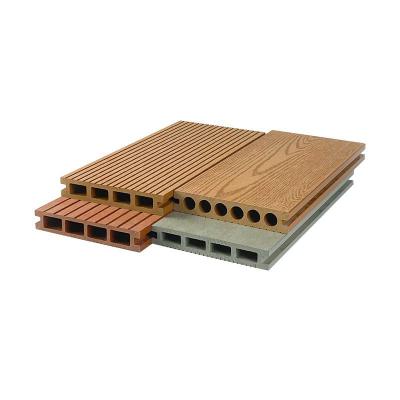 中国 152x23mm WPCのDecking板建築材料のための外部の床板は円形の穴の床の板をくり抜く 販売のため