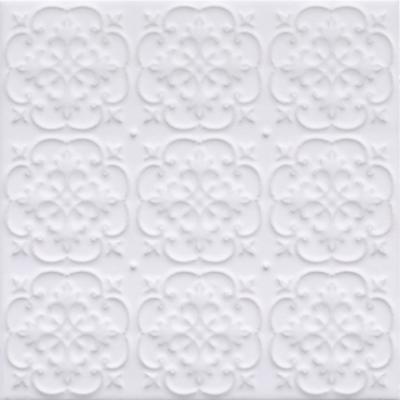 China Vivid Manifold Layers Of Petals And Curly Leaves ISO9001 Milky White Relief Floral Tiles 20x20cm For Living Room for sale