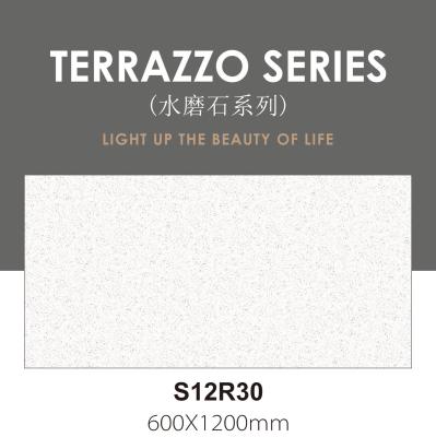 China 600x1200mm Grade AAA Grau Terrazzo Innenwand Textur Baby Gesicht Verglasung Porzellanfliesen für Dekor zu verkaufen