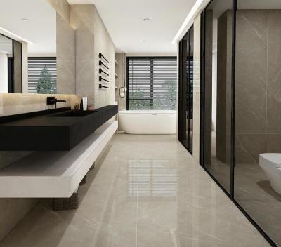 China Vintage Non-Slip Indoor Floor Glazed Polished Porcelain Tile 900x1800x9mm For Project	And Antibacterial Gray Tile For Hotel for sale