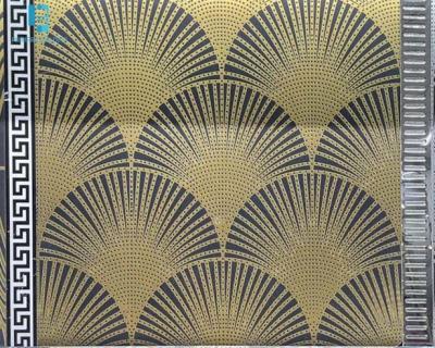 China 600X600MM FAN-SHAPED GOLDEN LINE DESIGNS  DECORATIVE FLOOR AND WALL TILES ANTI-SLIP  PORCELAIN TILE for sale