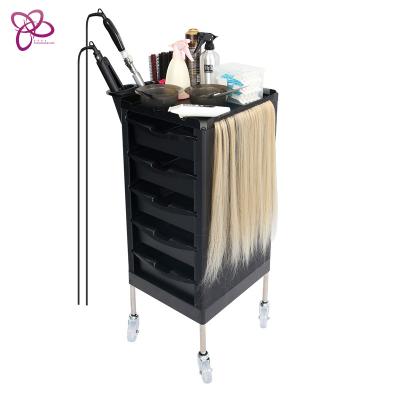 China For New Style X105 Commercial Hair Extensions Equipment Carts For Beauty Salon Stainless Steel Barber Stations Folding Black Furniture for sale