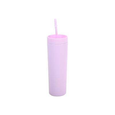 China Amazon Hot Sale 16OZ Double Wall Viable Plastic Tumblers Skinny Tumblers Matte Colored Acrylic Tumblers for sale