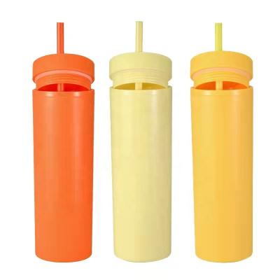 China Custom Plastic Double Walled Colorful Acrylic Lean 16oz Tumblers Viable With Lids And Reusable Insulated Tumbler Cups Straws for sale