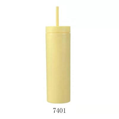 China Viable Ready To Ship Hot Selling 16oz Party Double Wall Bottle Plastic Drinkware Cup Mug tumblrs Acrylic Tumbler With Straw for sale