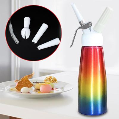 China Eco-friendly Colorful 500ml Kitchen Professional Dessert Tools Drinkable 500ml Whipped Cream Dispenser Whipper For Outdoor for sale