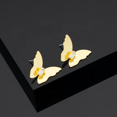 China CLASSIC Butterfly Earrings For Women Hypoallergenic Gold Stud Earrings For Women Sensitive Ear for sale