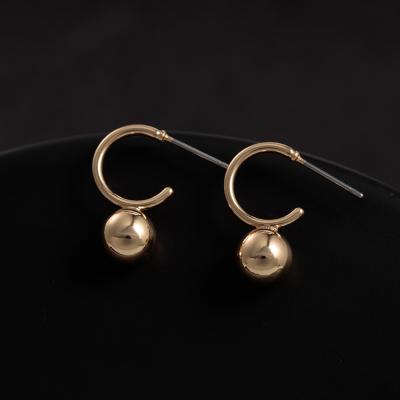 China CLASSIC Gold Plated 8mm Small Hoop Earrings 18K Ball Pearl Circle Stud Earrings For Women Men Jewelry for sale