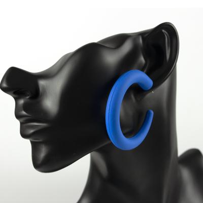 China BOHEMIA 2020 SS Acrylic Resin Trendy Blue Rubber Tile Around Big Huge Circle Earrings for sale