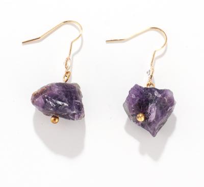 China Irregular Stone Earrings Crystal Earrings Drop Gemstone Amethyst Retro Small CLASSIC Natural Stone Jewelry for sale