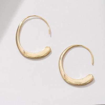 China Latest Statement Irregular Gold Handmade Copper Metal Geometric Minimalist Earrings for sale