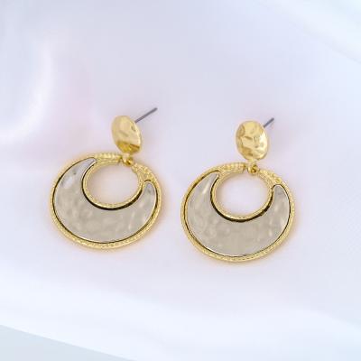 China BOHEMIA Boho Round Gold Plated Ethnic Hammered Stud Earrings Crescent Moon Circle Statement Metal Drop Earring for sale