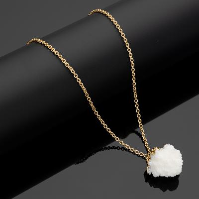 China Real CLASSIC Druzy Necklace Colorful Pendant Gold Plated Natural Stone Necklace Jewelry For Women Men for sale