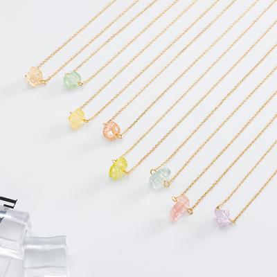 China Sparkle CLASSIC Glass Stone Bead Necklace Choker Mini Chip Necklace Gold Fill Chain Pendant Necklace for sale