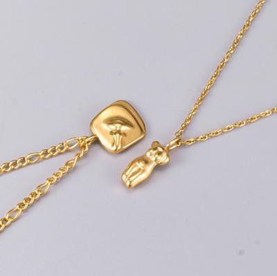 China Other Stainless Steel Simple Body Necklace Human Body Necklace Stainless Steel Face Shape Figure Pendant Necklace 18K Gold for sale