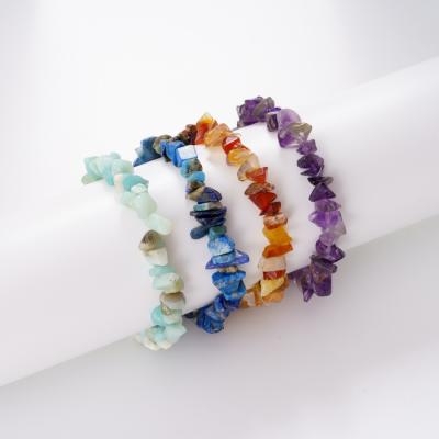 China Casual/Sporty Design Natural Gemstone Healing Chip Gemstone Stretch Bracelets Tumble Polished Align Bracelet for sale