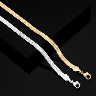 China FASHIONABLE Solid Flexible Flat Fishbone Link Chain Bracelet For Women Men for sale