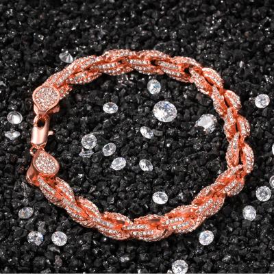 China Hiphop New Arrive Fashion Hip Hop Rhinestone Women Slap Bracelets Twist Rope Chain Charm For Bracelet for sale