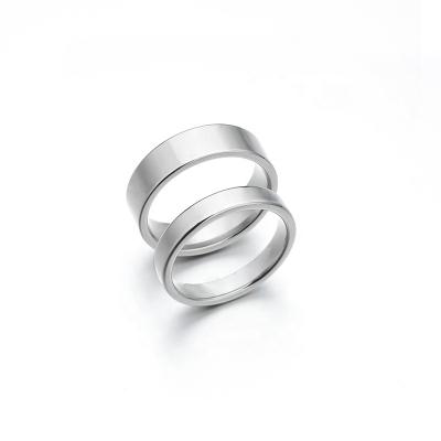 China Wholesale CLASSIC 4mm 6mm Ring Plain High Polished Wedding Ring Women's Ring Set for sale