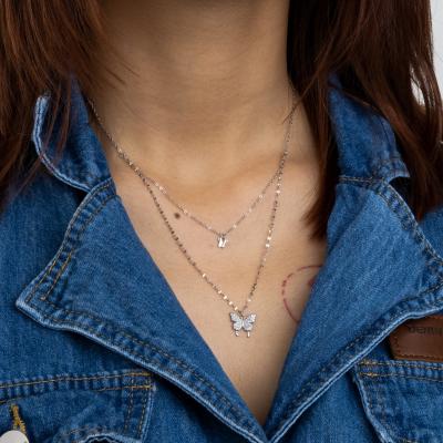 China CLASSIC Pendant Necklace Chains Butterfly Zircon Jewelry 925S Pendant Necklace For Girls Women for sale