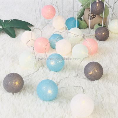 China Hintcan Metal Romantic Multicolor Christmas Light Decor Cotton Led Ball String Light For Indoor To Wedding Decoration Wholesale for sale