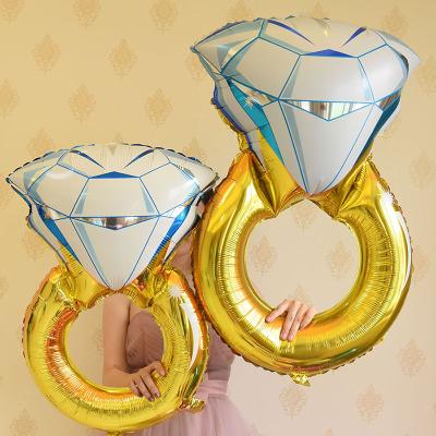 China Wholesale Large Diamond Ring Shape Hintcan Foil Balloons Inflatable Helium I Wedding Diamond Ring Balloon For Wedding Ceremony for sale