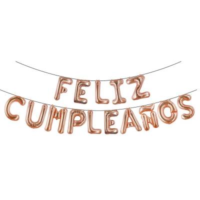 China Foil Hintcan Birthday Balloon 16 Inch Spanish Letter Happy Birthday Party Birthday Decoration Foil Balloons for sale