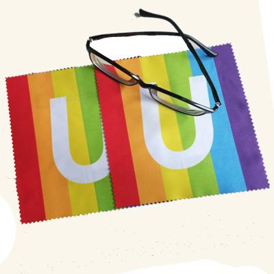 China Zigzag edge; corner round; laser cut Wholsale Printed Glasses Glass Cleaner Custom Multi Color Microfiber Cleaning Cloth Reusable Glasses for sale