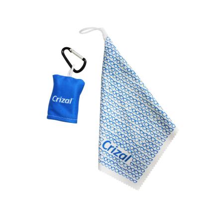 China Zigzag edge; corner round; laser cut mobile phone screen wipe optical lens cleaning cloth microfiber gift promotion key chain key chain with carabiner for sale