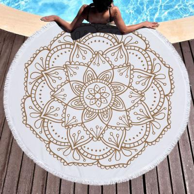 China Hypoallergenic Loose Quick Dry Women Summer Beach Towel Blanket Custom Round Wrap Print Beach Towel Beach Mat for sale