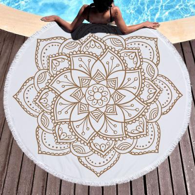 China Summer Hypoallergenic Free Thick Oversized Quick Dry Custom Microfiber Sublimation Sand Round Beach Towel for sale