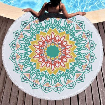 China Summer Hypoallergenic Quick Dry Custom Logo Sublimation Beach Towel Beach Blanket Round Round for sale