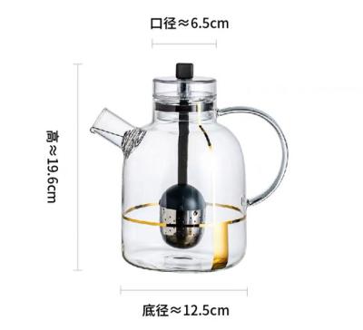 China HOT SALE 1000ml-1800ML NEW SUSTAINABLE LAUNCHER WITH GOLD LINE elegant decorative kettle home office glass pot hot teapot in Amazon for sale