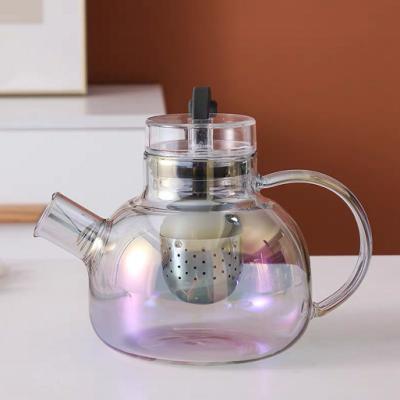 China HOT SALE 1000ml-1800ML colorful ion-plateing NEW LAUNCHER viable morden glass pot home decorative Arabic teapot kettle hot in Amazon for sale