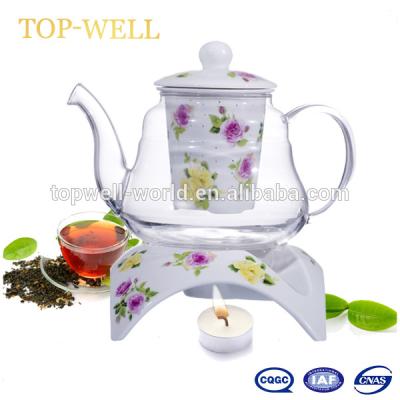 China Interesting High Quality Sustainable Borosilicate Glass Heat Resistant Teapot With Infuser Teapot Set for sale