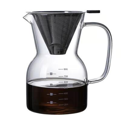 China New Hot Selling Double Layer Stainless Steel Borosilicate Glass Filter Coffee Maker Viable Coffee Hot Pot Hot Selling in Amazon for sale