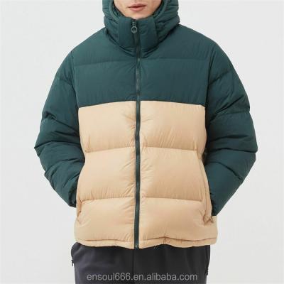 China Waterproof OEM Wholesale Customized Winter Waterproof Padded Soft Shell Bubble Hooded Puffer Down Jacket For Men for sale