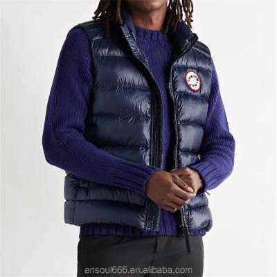 China Anti-wrinkle OEM Custom Logo Quilted Glossed Polyester Warm Bubble Padded Puffer Down Vest For Men for sale