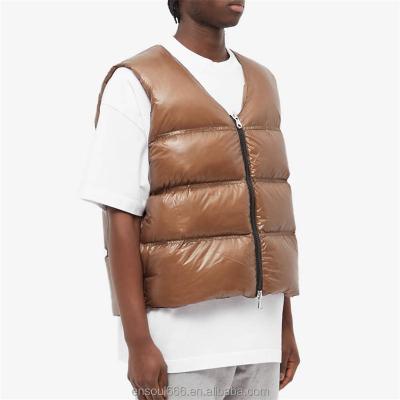 China Waterproof OEM Wholesale Customized Casual Winter Waterproof Padded Soft Shell Bubble Down Puffer Vest Jacket For Men for sale