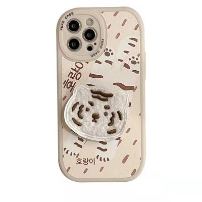 China Cartoon Tiger Pattern Silicone Shockproof Mobile Phone Case With Ring Holder For Pro 11 12 X XR TPU Max iPhone 13 Case Cover for sale