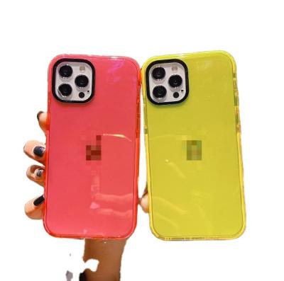 China Colorful Neon Anti-fall TPU Bumper Case with Black Corner for iphone 12 mini, for iphone 12 neon phone case suppliers for sale