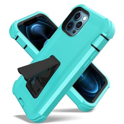 China Anti-drop Case For iPhone 13 12 mini 11 pro XR Max 8 7 6 plus Case 3 in 1 with Belt Clip Kickstand Heavy Duty Protective Phone Cover for sale