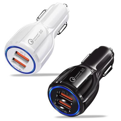 China New China-chic 5V 3A /9V 2A /12V 1.5A newcars ​​adapter QC 3.0 USB car charger LED fast charging dual port charger for sale