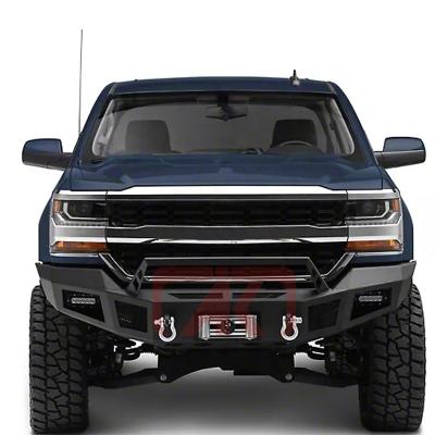 China Compatible Winch Bull Bar Winch Front Bumper With LED Heavy Duty Fog Lights For Chevy Silverado GMC 1500 Sierra 1500 2016-2018 for sale